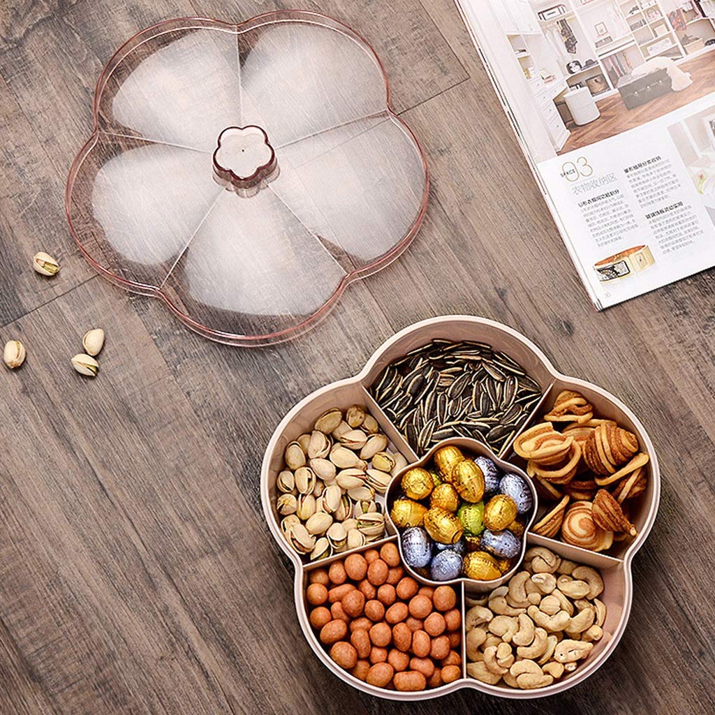 Durable Flower-Shaped Snack Serving Tray with Lid - Perfect for Nuts, Candy & Dried Fruits | Elegant Storage Box for Kitchen, Party & Home Decor