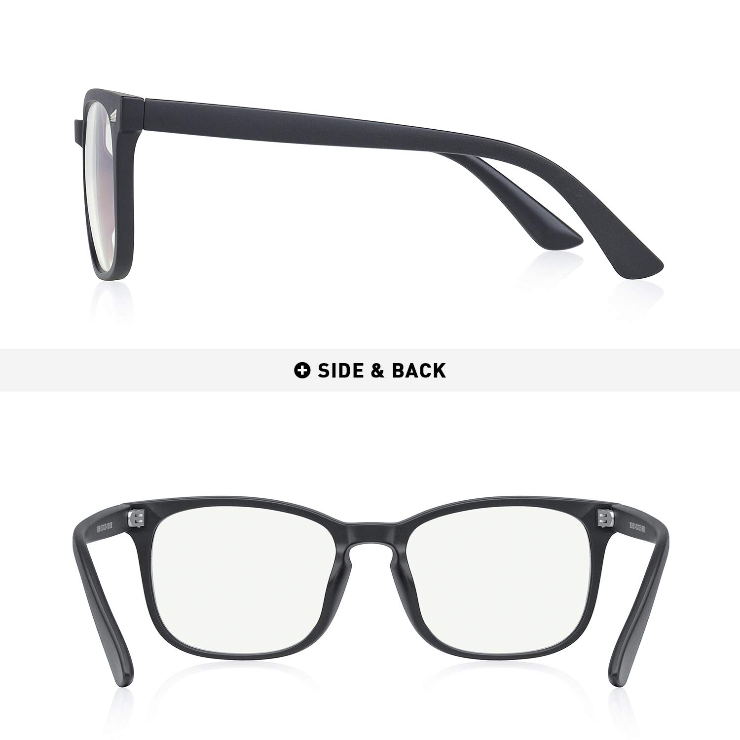 Blue Light Blocking Glasses for Computer & Gaming - Anti Eye Strain (Matte Black) - Perfect for Work & Screen Time