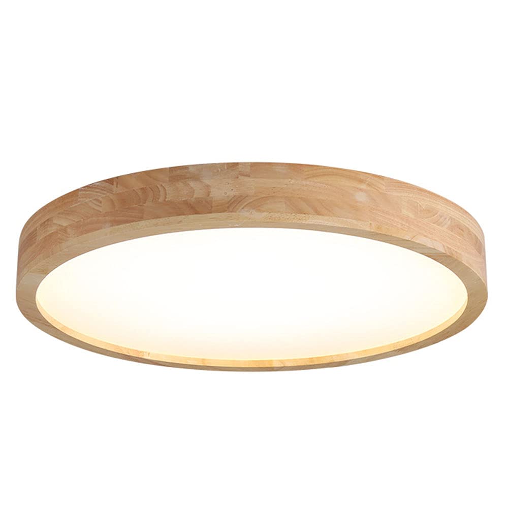 Japanese Wood Art Panel LED Flush Mount Ceiling Light - Ultra Thin 3-Color Changing Recessed Lighting - Modern Nordic Style for Bedroom, Living Room & Dining Room - Energy Efficient LED Lamp for Home Decor and Ambient Lighting