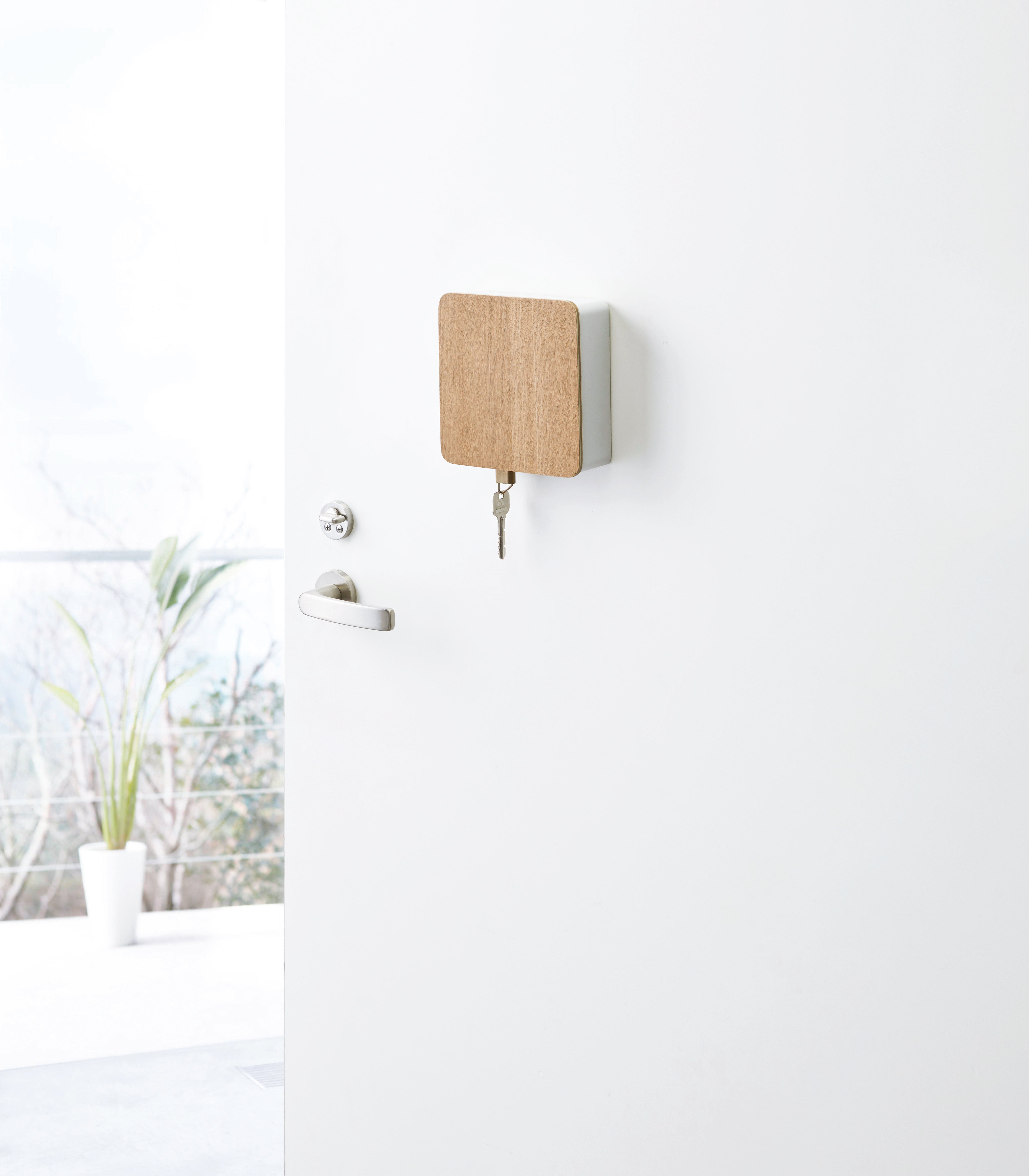 Secure Magnetic Key Cabinet - Durable Steel & Wood Wall Mount Key Holder for Home, Office, or Garage Organization | Perfect for Key Storage and Small Item Management