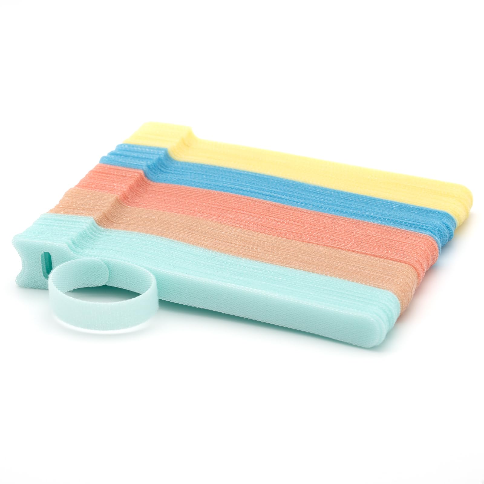 100PCS Reusable 6-inch Cable Ties - Adjustable Hook and Loop Fastening Cord Organizers for Home Office, Electronics, Car & Outdoor Use - 5 Soft Pastel Colors - Multi-Purpose Wire Management Solution for Cables, Wires, Headphones & DIY Projects