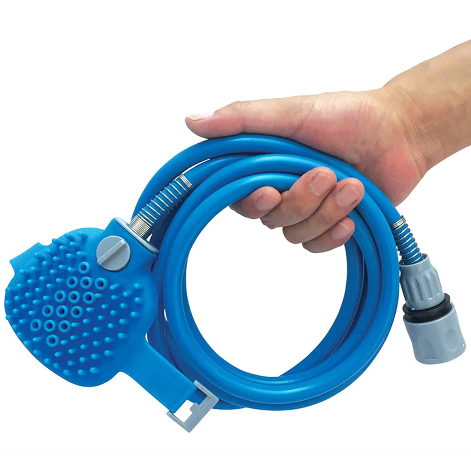 Dog Shower Attachment with Sprayer & Scrubber - All-in-One Pet Grooming Tool for Dogs & Cats | Indoor/Outdoor Bathing Accessory with 8-Ft Hose & Shower Adapters | Perfect for Home Bathing, Professional Grooming & Outdoor Cleaning