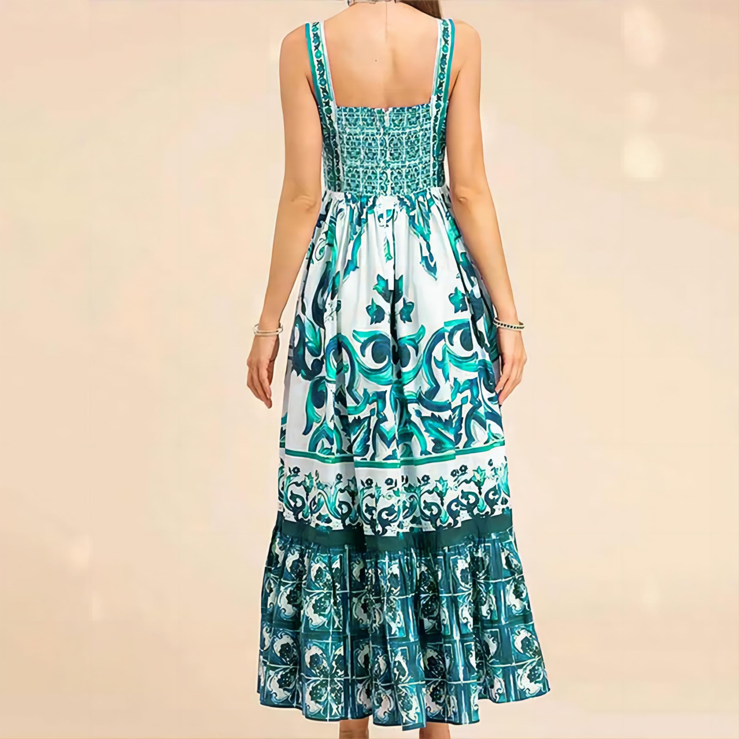 Women's Summer Maxi Dress - Bohemian Floral Print V-Neck Sleeveless Spaghetti Strap Dress for Beach, Party & Casual Wear | Sexy Flowy Long Dress