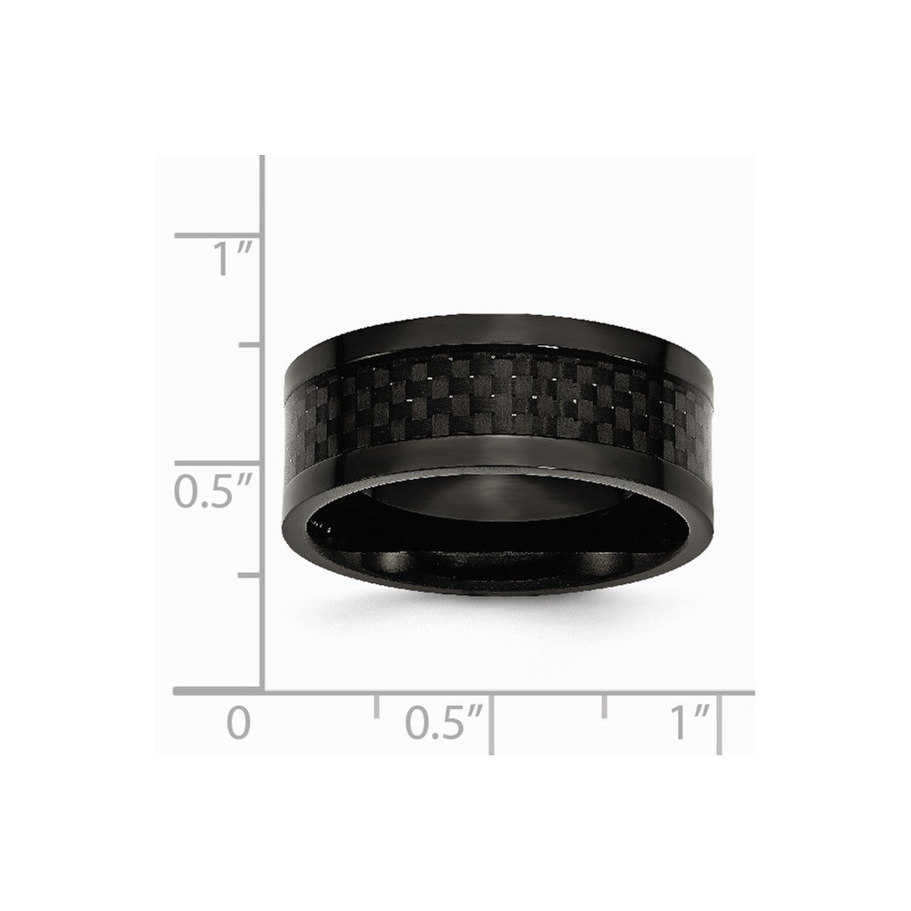 Titanium 9mm Black IP-Plated Carbon Fiber Inlay Men's Wedding Band Ring - Comfort Fit Design for Men - Perfect for Weddings, Anniversaries, and Everyday Wear