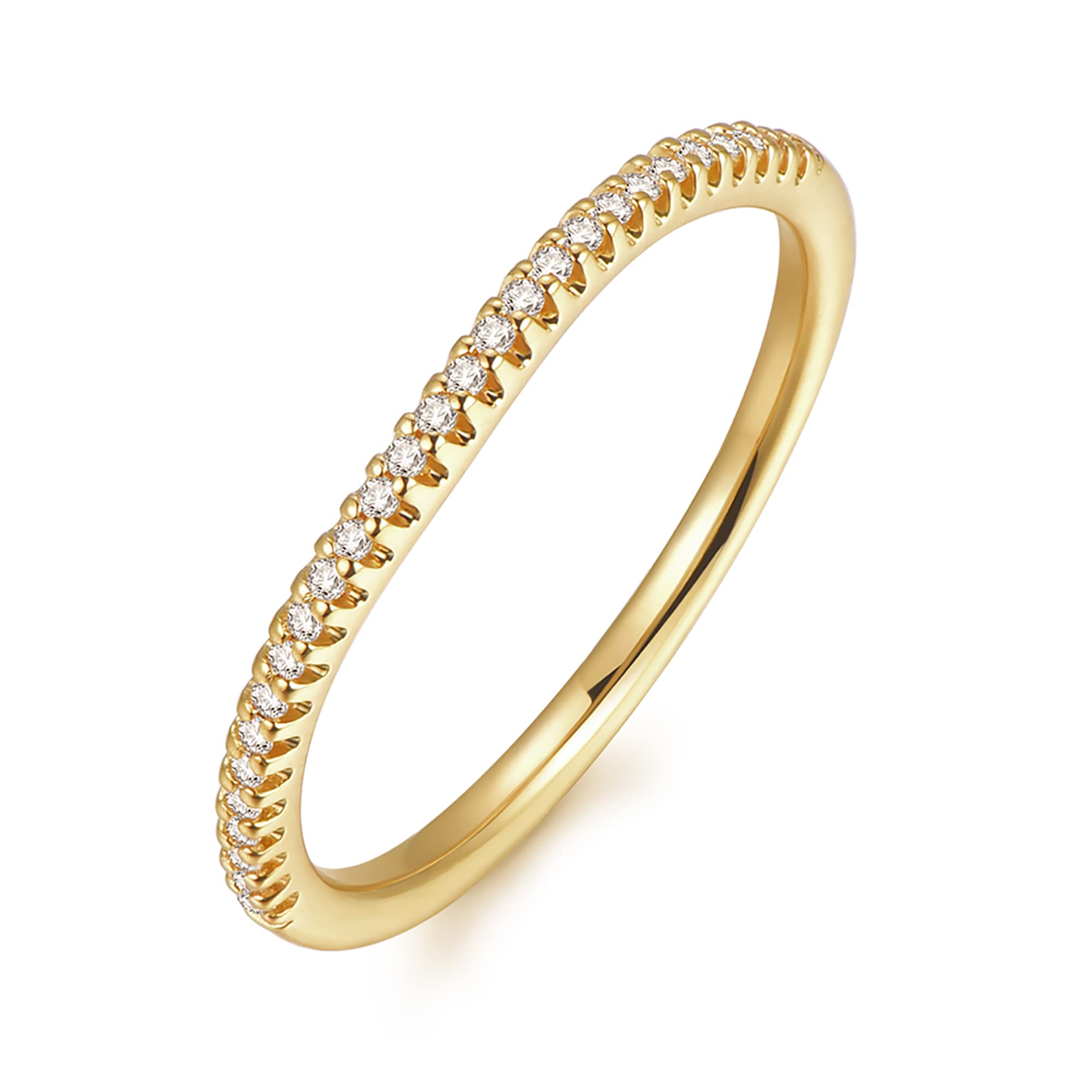 14K Gold Moissanite Wedding Band for Women - 1.5mm V-Shape Chevron Curved Eternity Ring, Durable & Hypoallergenic Jewelry Gift for Anniversary, Engagement, or Bridal Party (Perfect for Everyday Wear & Special Occasions)
