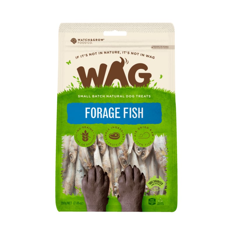 Premium WAG Forage Fish Air-Dried Dog Treats 200g - All-Natural, High-Protein Snacks for Training & Dental Health - Perfect for Small, Medium & Large Breeds