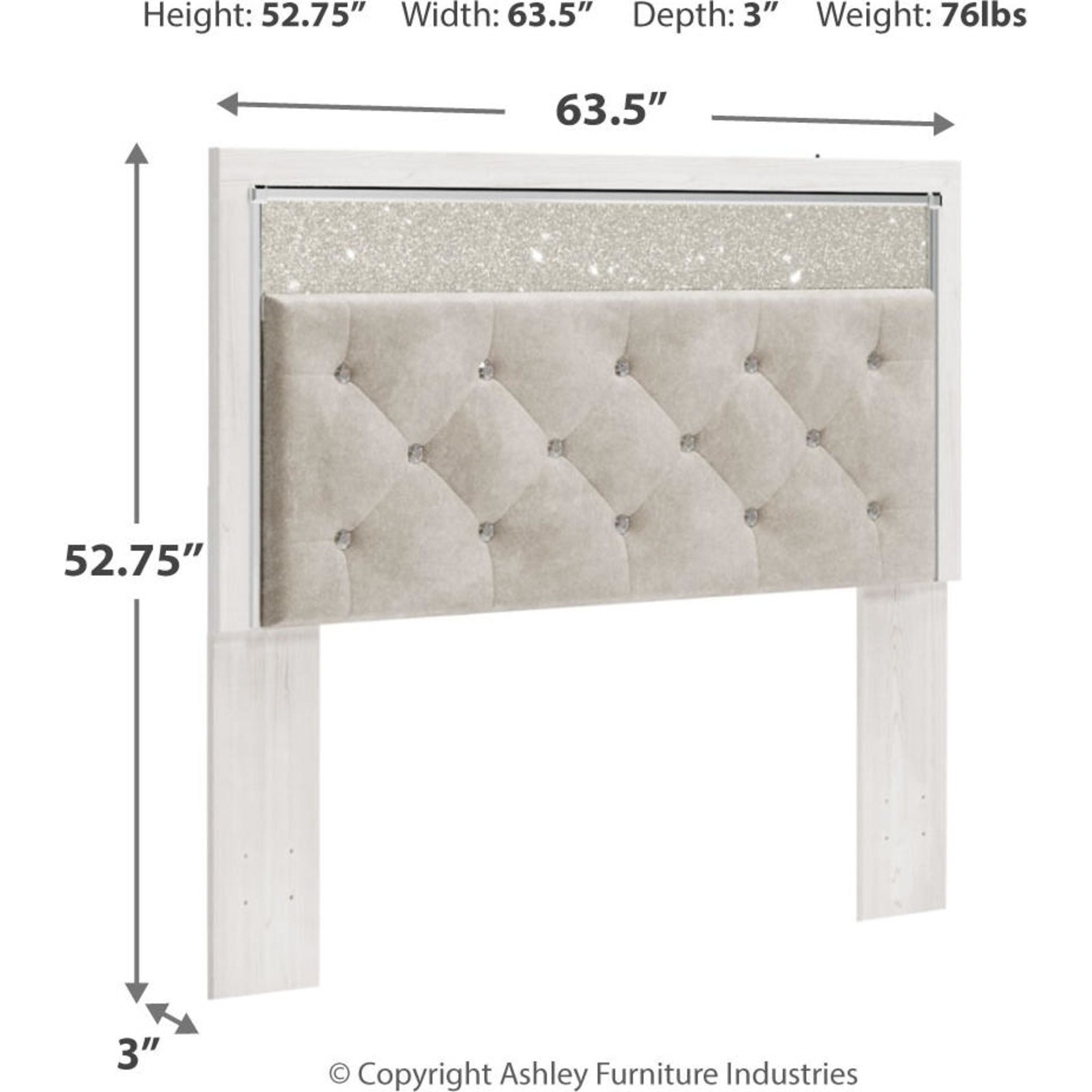 Altyra Upholstered Headboard in White - Queen Size Bed Frame Accent for Modern Bedroom Decor