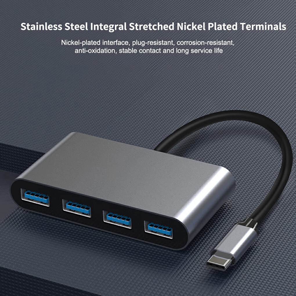 SUIOPPYUW USB C to USB Hub Adapter - High-Speed Aluminum Alloy Docking Station with Braided Cable for MacBook, iPad, Laptop - Perfect for Office, Travel & Data Transfer