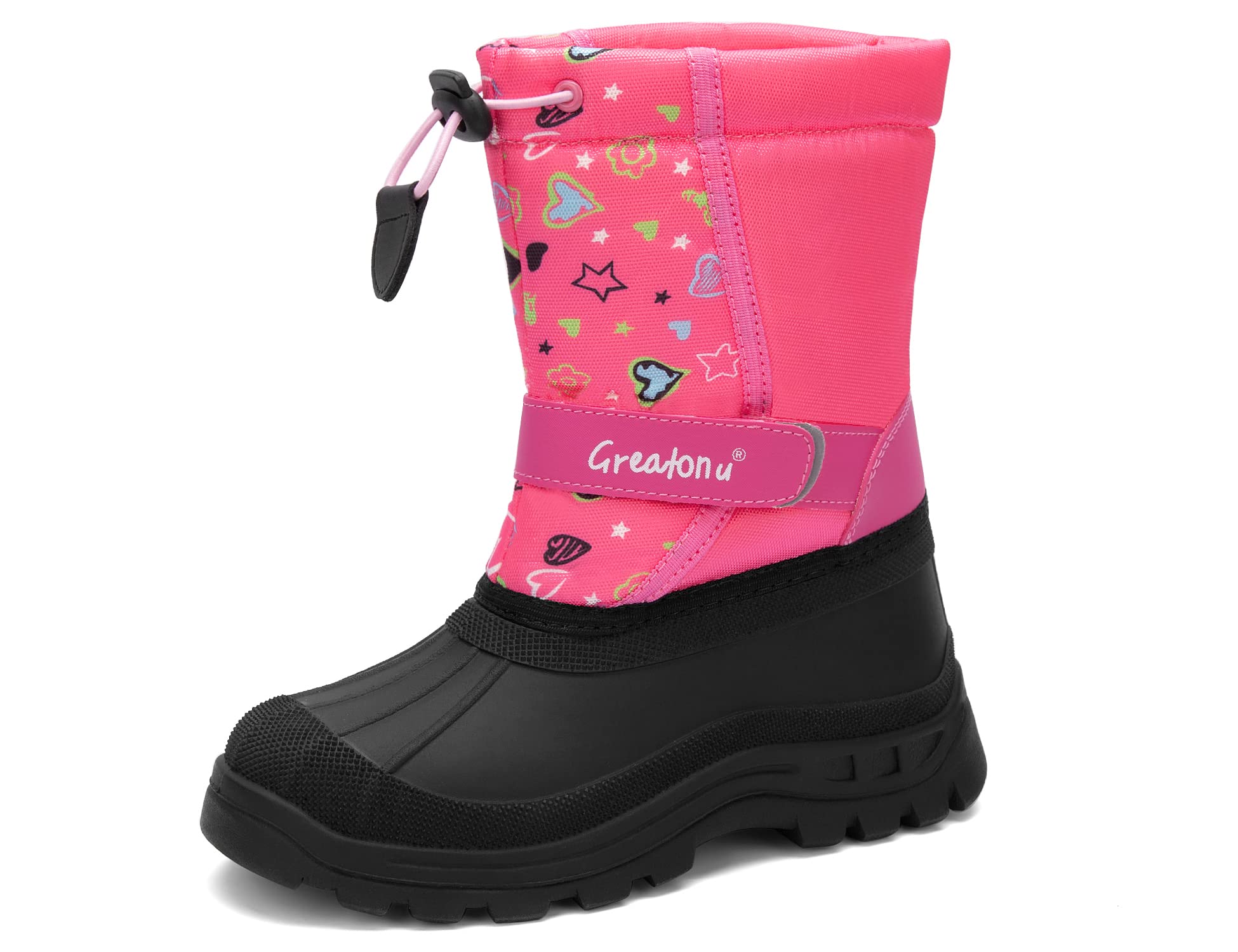 Greatonu Waterproof Insulated Kids Snow Boots for Boys & Girls - Mid Calf Winter Duck Boots for Snow Play & Outdoor Adventures