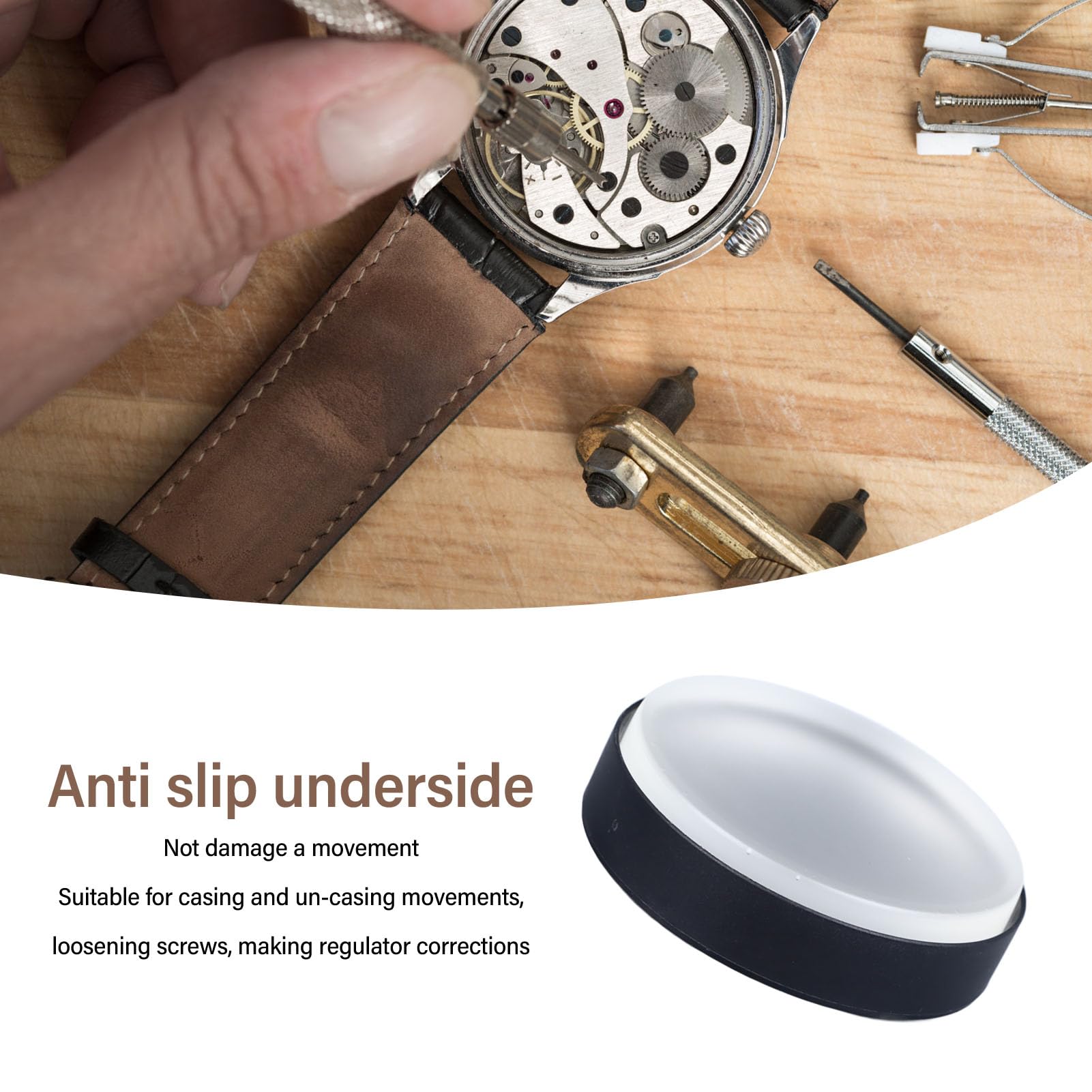 Fockety Non-Scratch Slip-Resistant Watch Repair Cushion Tool - Secure Watch Case & Movement Holder for Watchmakers - Ideal for Watch Bracelet Repair, Case Opening & Professional Watch Maintenance