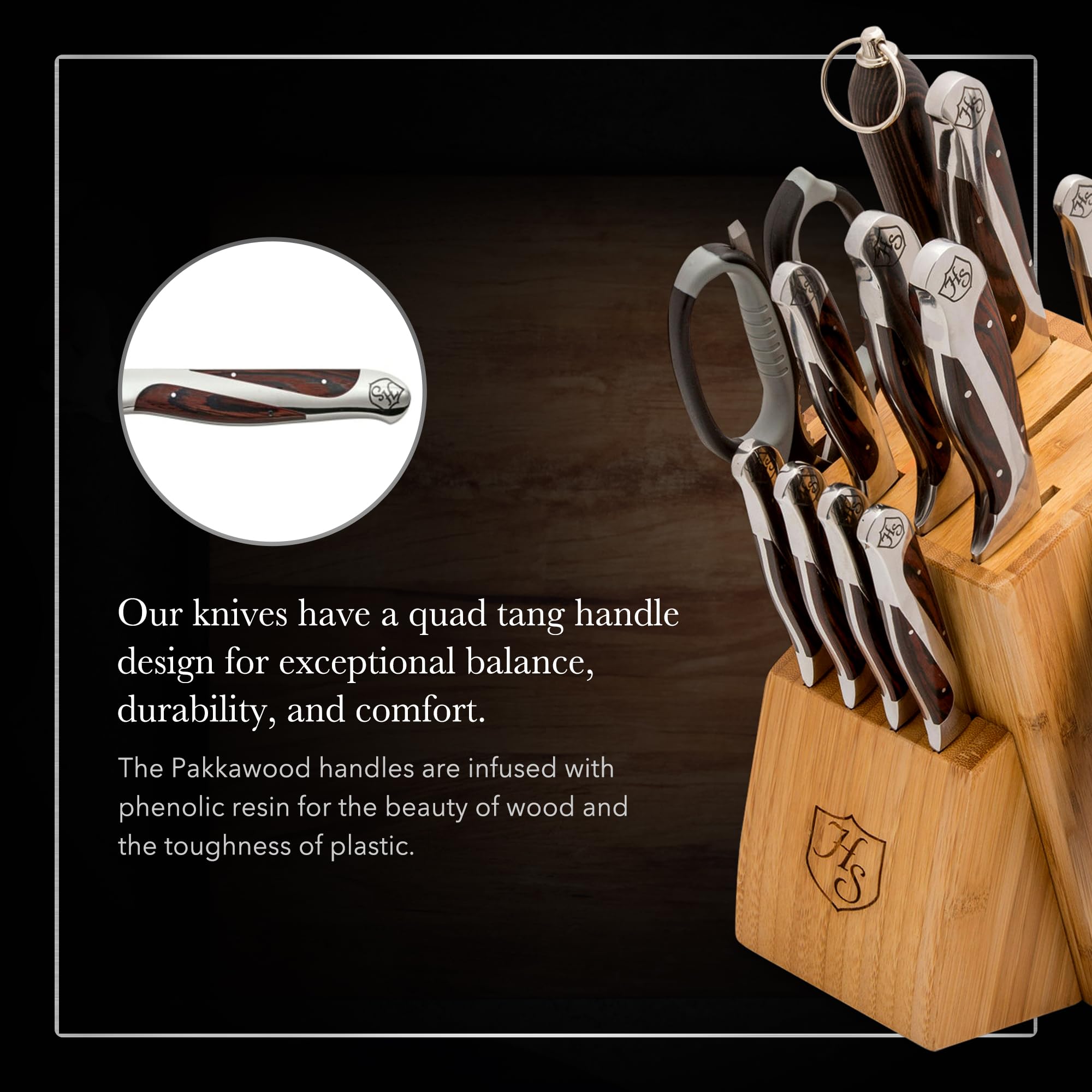 Premium Hammer Stahl 12-Piece Knife Block Set – Stainless Steel Kitchen Cutlery with Chef, Santoku, Bread, Steak & Paring Knives + Shears – Essential Sharp Knives for Home Cooking, Slicing, Dicing & Food Prep