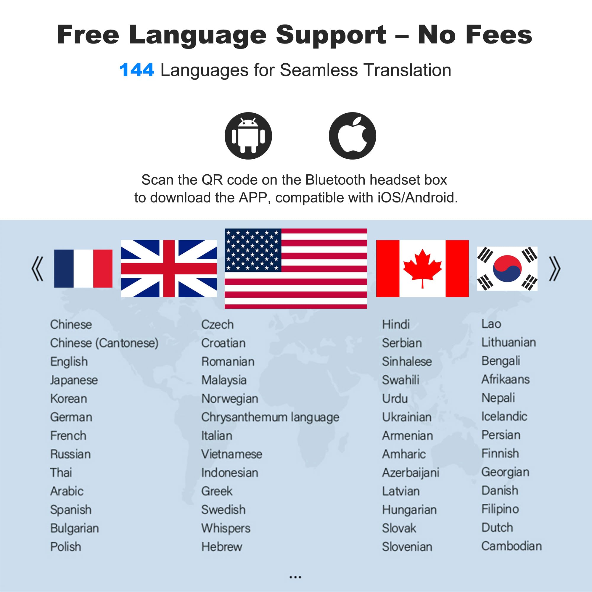 Wireless Earbuds with Real-Time AI Language Translation | 3-in-1 Bluetooth Translator Earbuds | HD Sound & Long Battery Life | Perfect for Business Meetings, Language Learning & International Travel | No Subscription Fee | Black