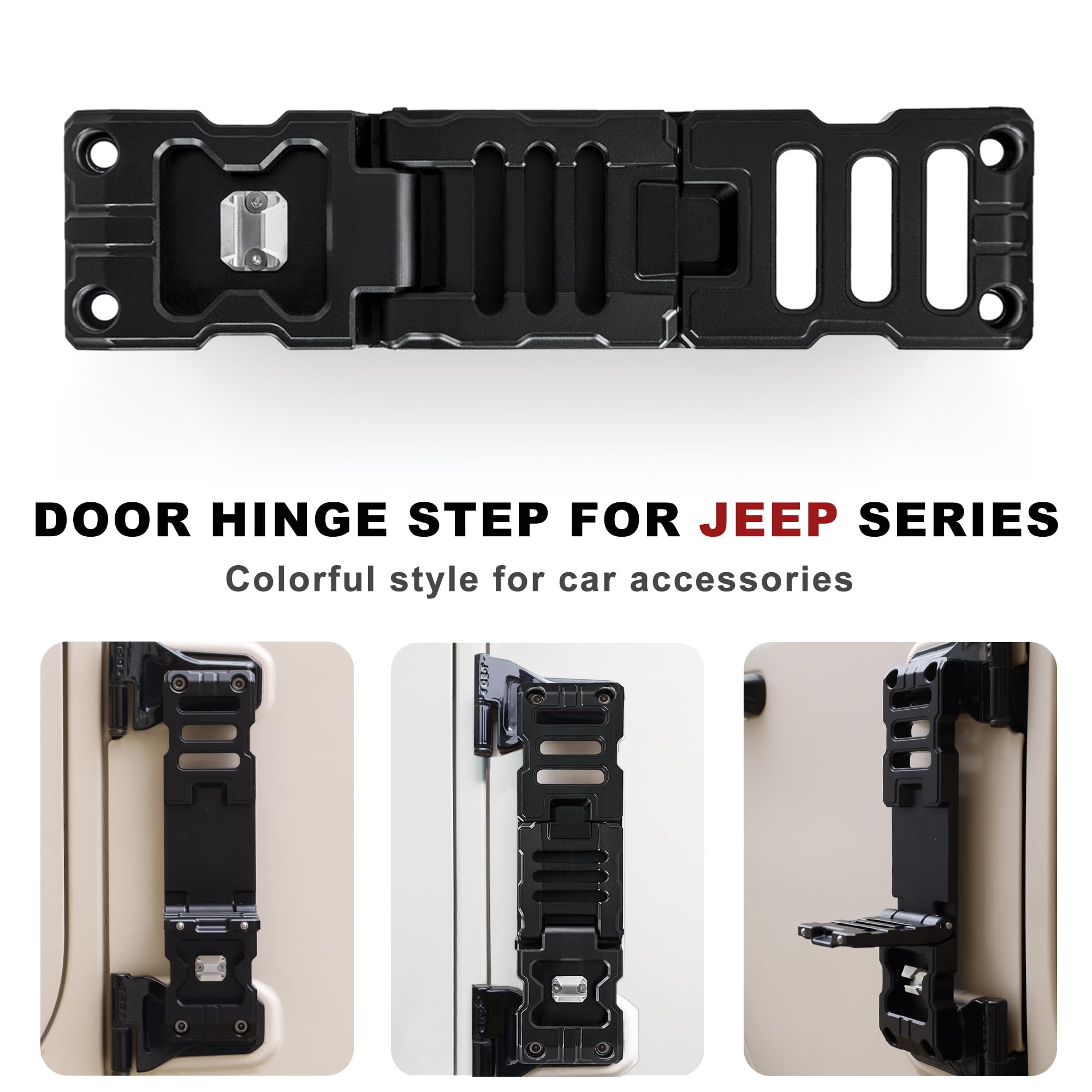 Jeep Wrangler JK JKU JL JLU Gladiator JT 2007-2023 Aluminum Alloy Folding Door Hinge Step with Bottle Opener - 1 Pack - Perfect for Roof Access & Outdoor Adventures