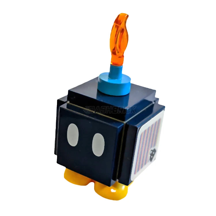 LEGO Super Mario Bob-omb Minifigure with Scanner Code - Pink, Lime & Lavender Lines, Black Interior Pieces | Compatible with Nintendo Switch Games & Mario Themed Playsets