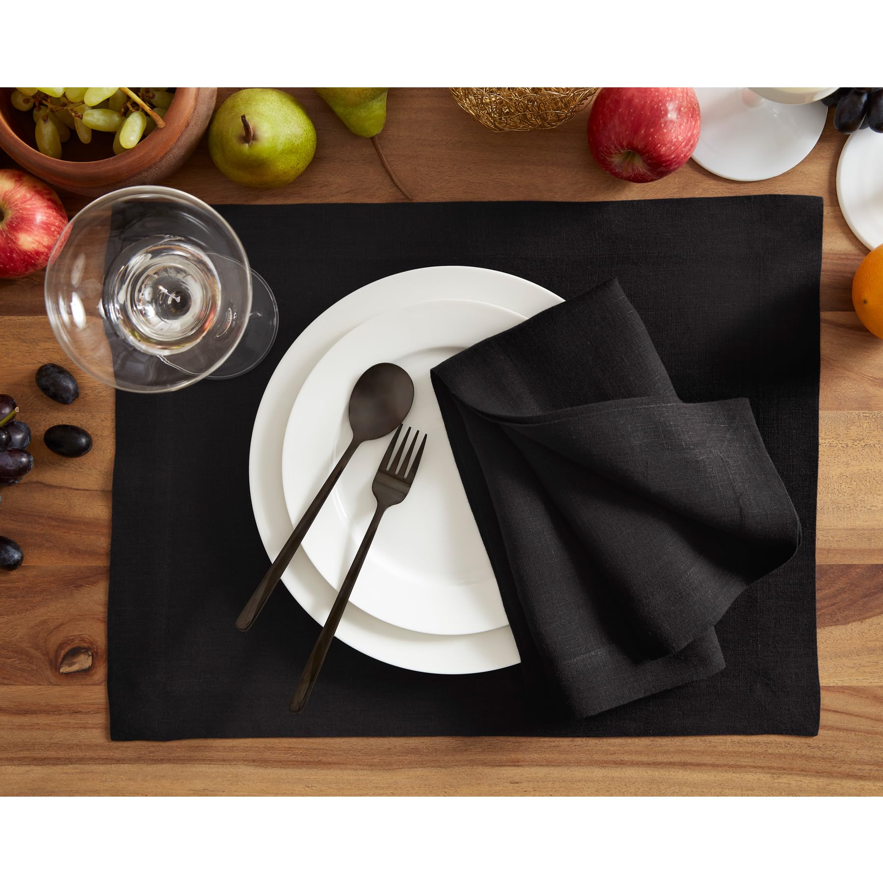 Premium Black Linen Dinner Napkins 20