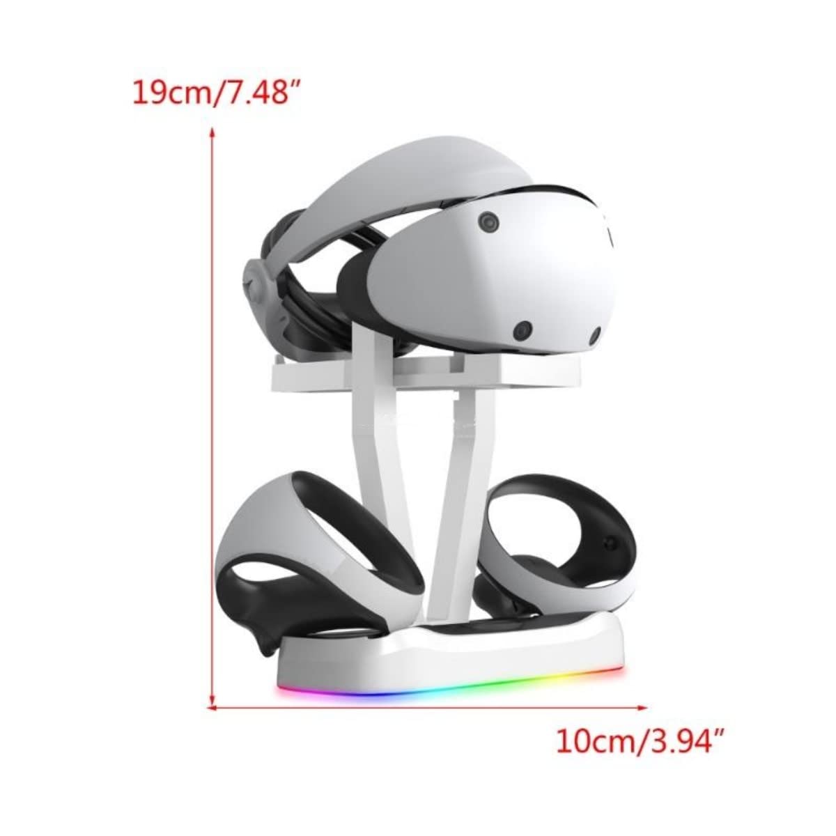 EMEBAY RGB Light Charging Station & Stand for PS VR2 - Dual Controller & Headset Charger with LED Indicators - Compatible with Play*Station PS VR2 - Perfect for Gaming Setup & VR Accessories Organization