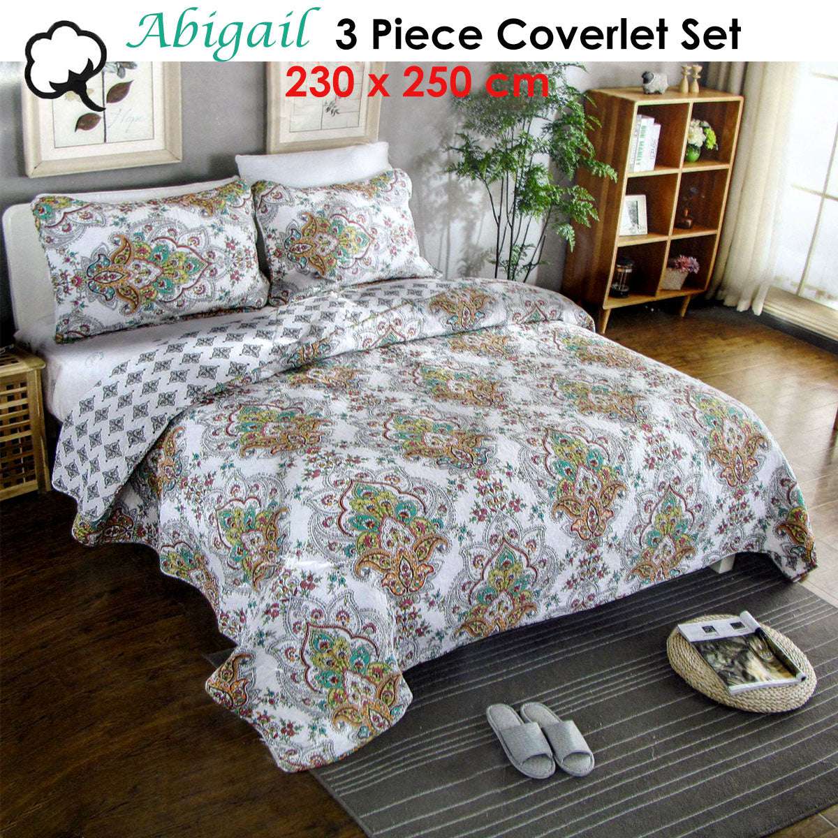 100% Cotton Lightly Quilted Coverlet Set - Queen Size Bedspread for Abigail Collection | Soft & Breathable Bedding for All Seasons | Perfect for Guest Rooms, Master Bedrooms & Cozy Home Decor