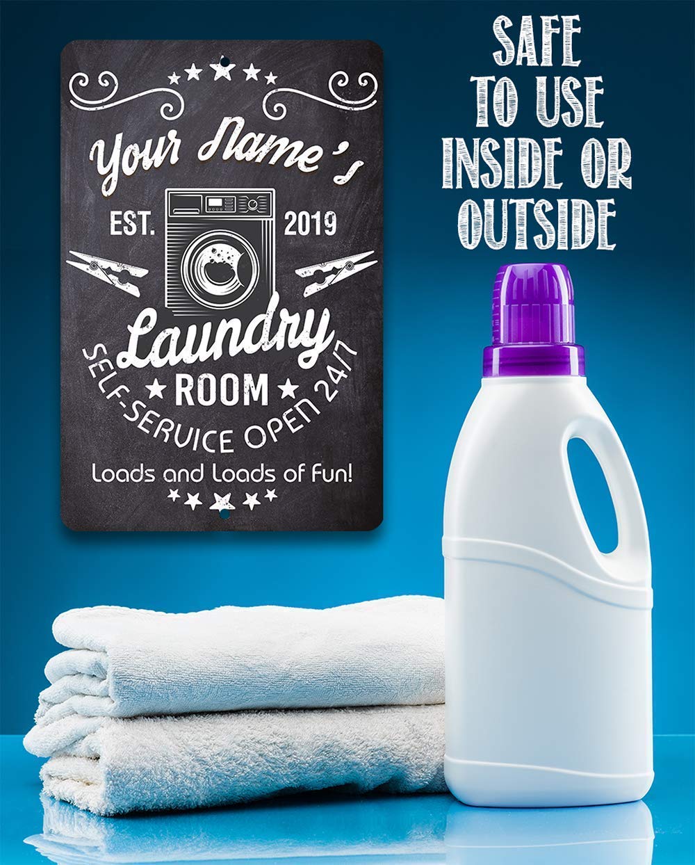Personalized Metal Laundry Room Sign - Funny & Custom Laundry Decor for Home - Perfect for Laundry Room Wall Decor, Housewarming Gifts & Farmhouse Style Homes