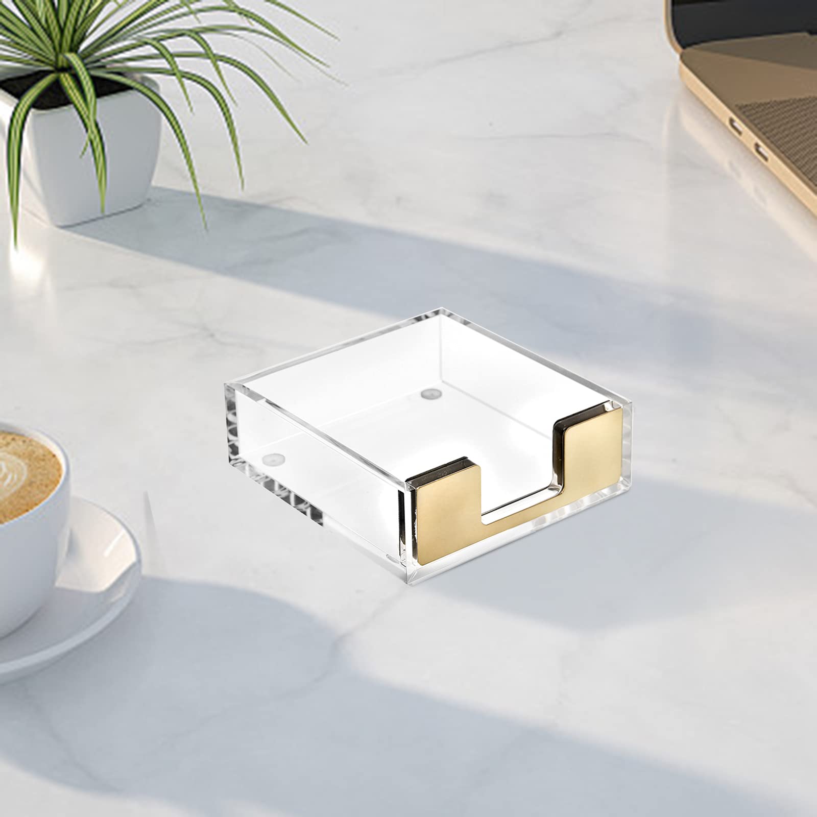 TOPZEA 2 Pack Clear Acrylic Sticky Note Holder - Modern Memo Pad Dispenser & Desk Organizer for Office, School, Home - Perfect for Notes, Reminders & Task Management