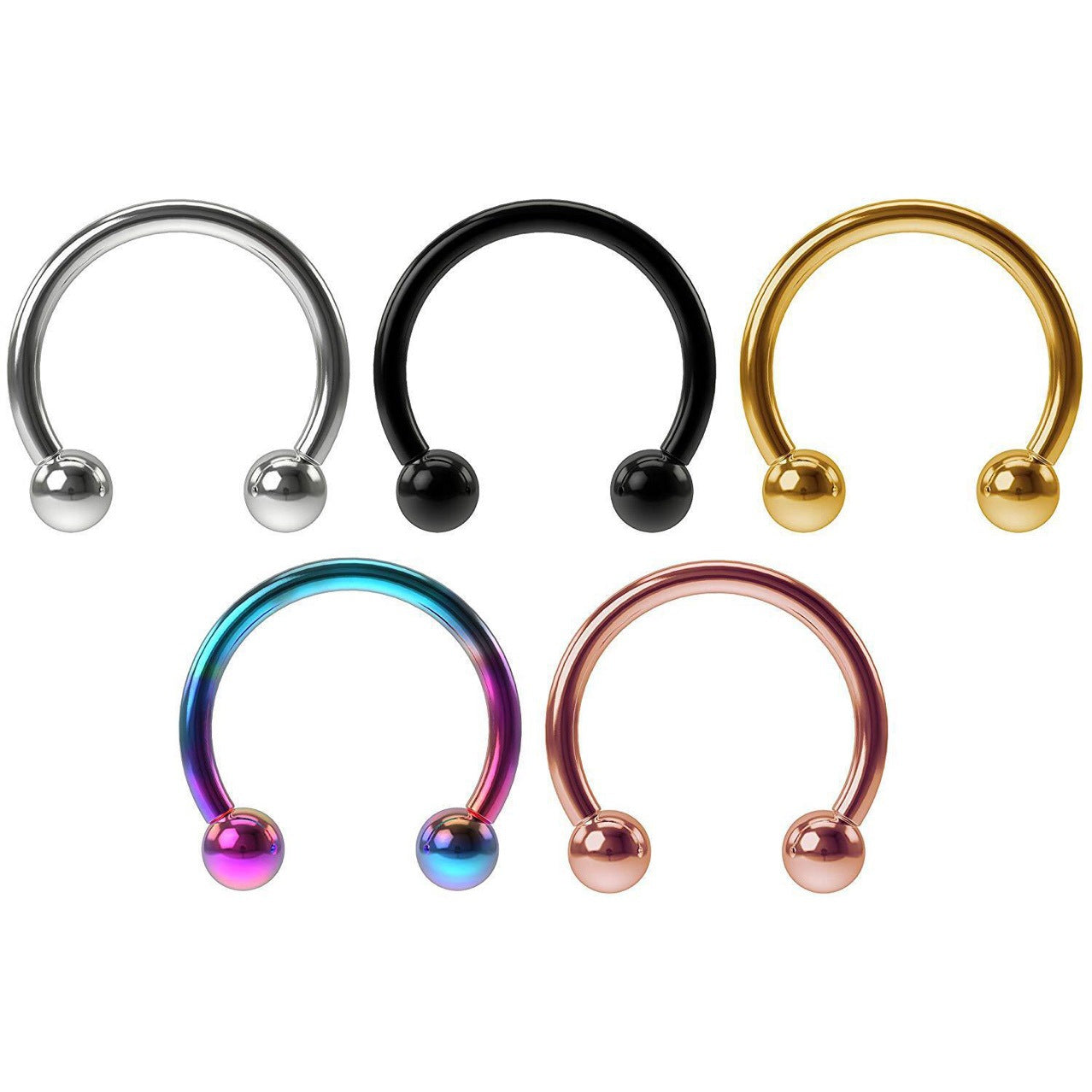 16G 6mm 8mm Horseshoe Eyebrow Cartilage Septum Lip Piercing Ring - Stainless Steel Body Jewelry for Men & Women | Perfect for Eyebrow, Nose, Septum and Lip Piercings | HSER8592