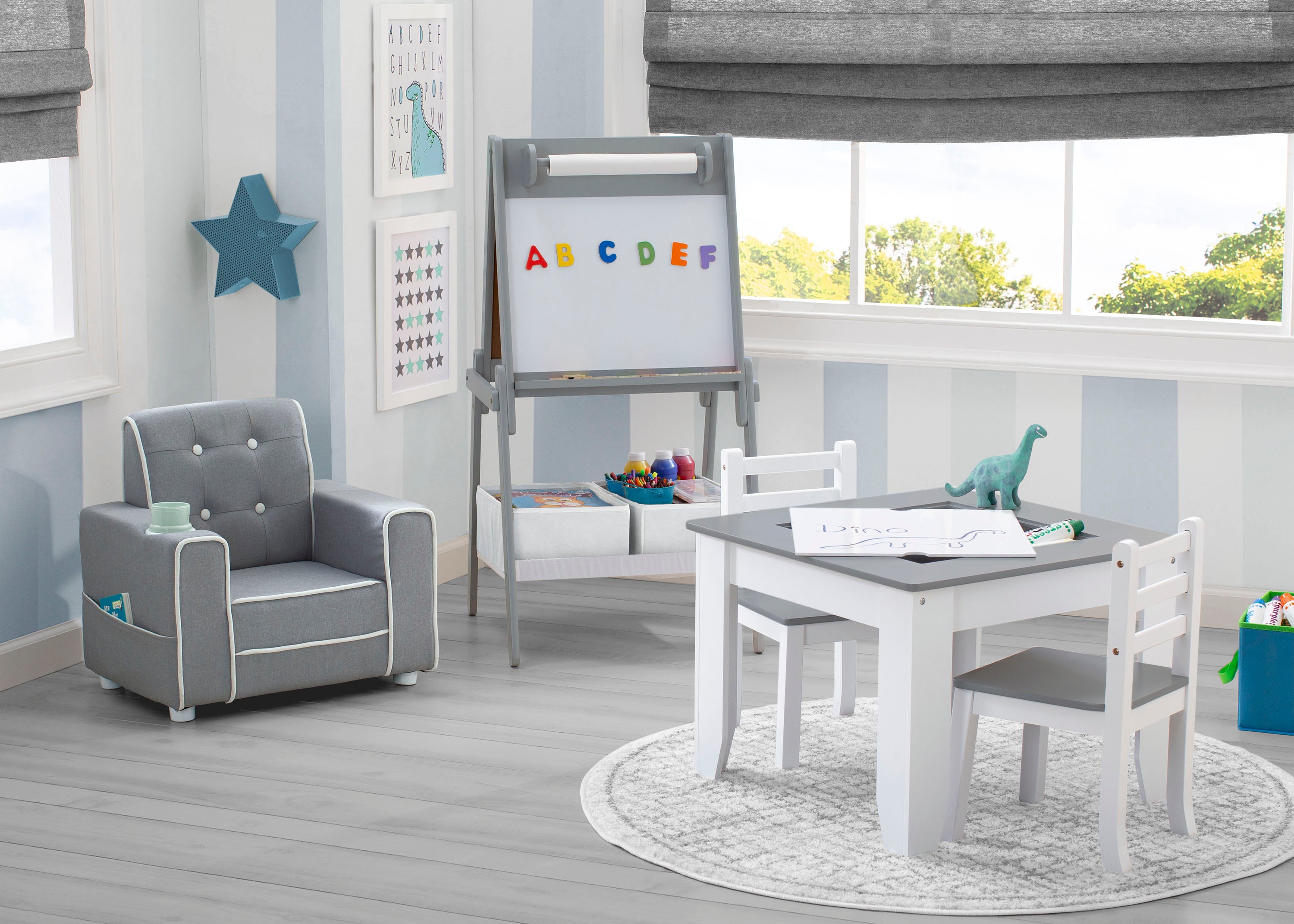 Chelsea Kids Upholstered Chair with Cup Holder - Comfortable Children's Armchair for Reading, Gaming & Relaxing - Perfect for Bedroom, Playroom or Nursery