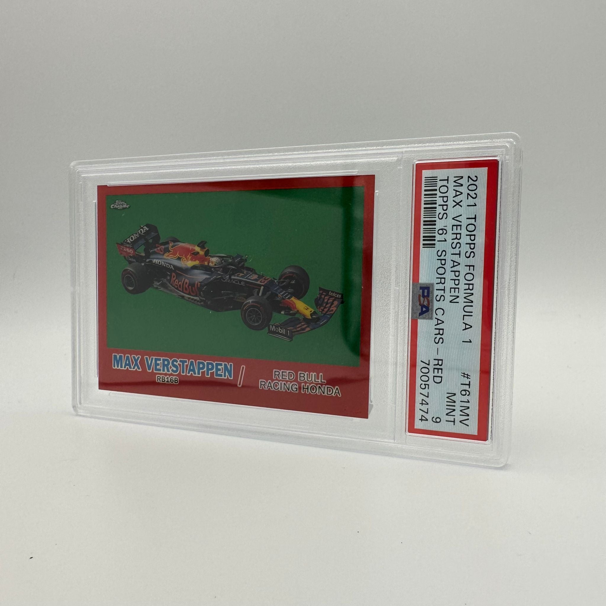 PSA 9 1/5 Max Verstappen 1961 Topps Sports Cars #T61MV Red Refractor - Rare Racing Collectible for Display & Investment