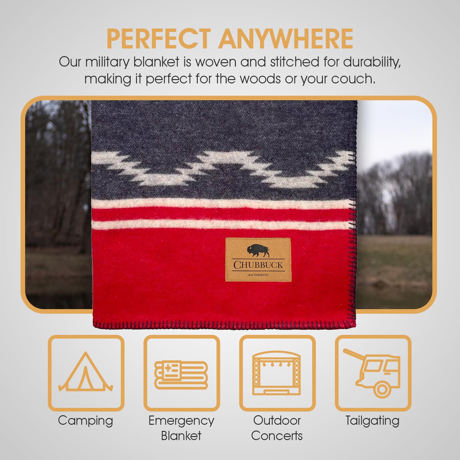 Premium 100% Wool Blanket for Winter Camping - 60
