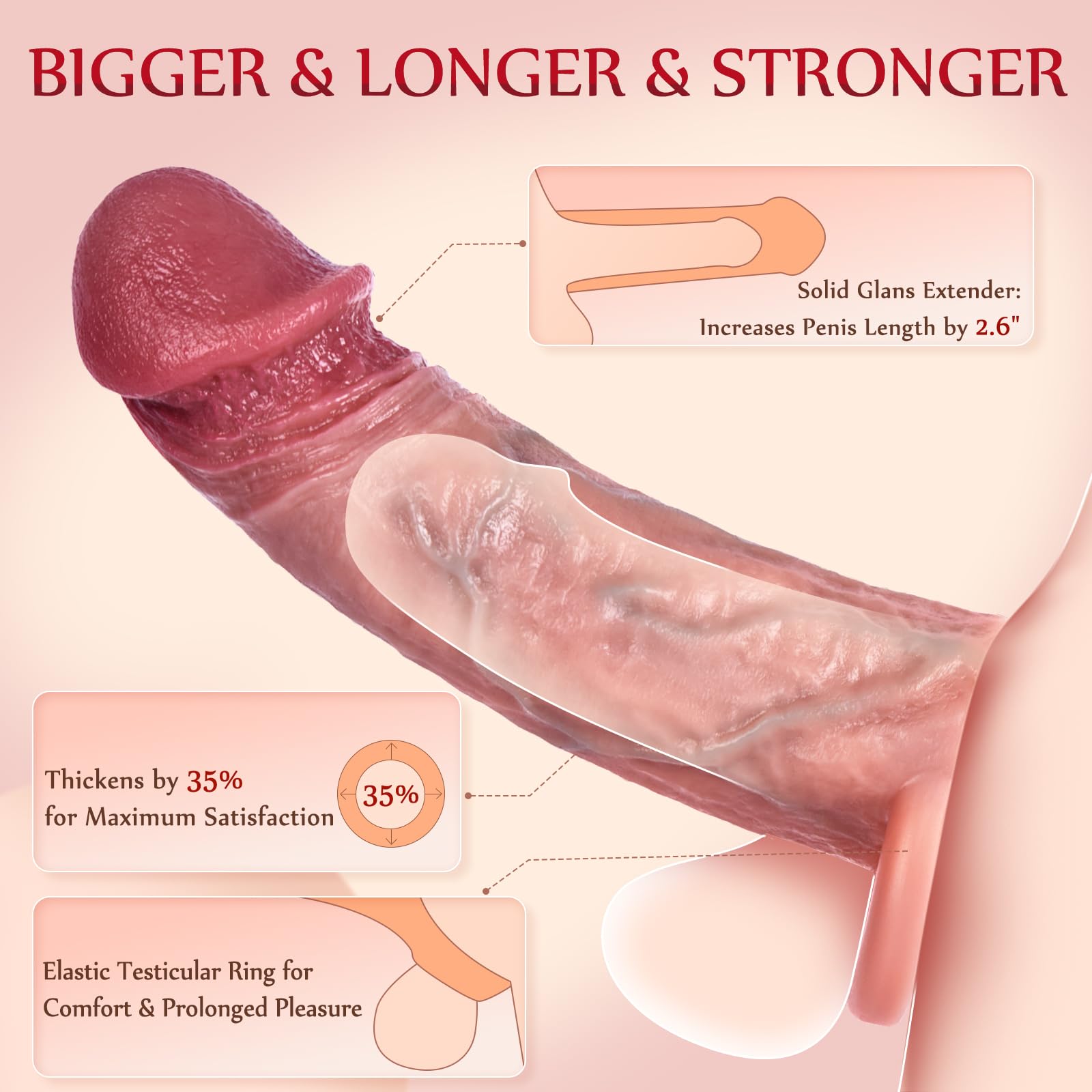 Realistic Soft Silicone Penis Sleeve Extender & Enlarger - Pleasure Enhancing Cock Ring for Men & Couples | Adult Sex Toy for Intimate Moments & Enhanced Performance