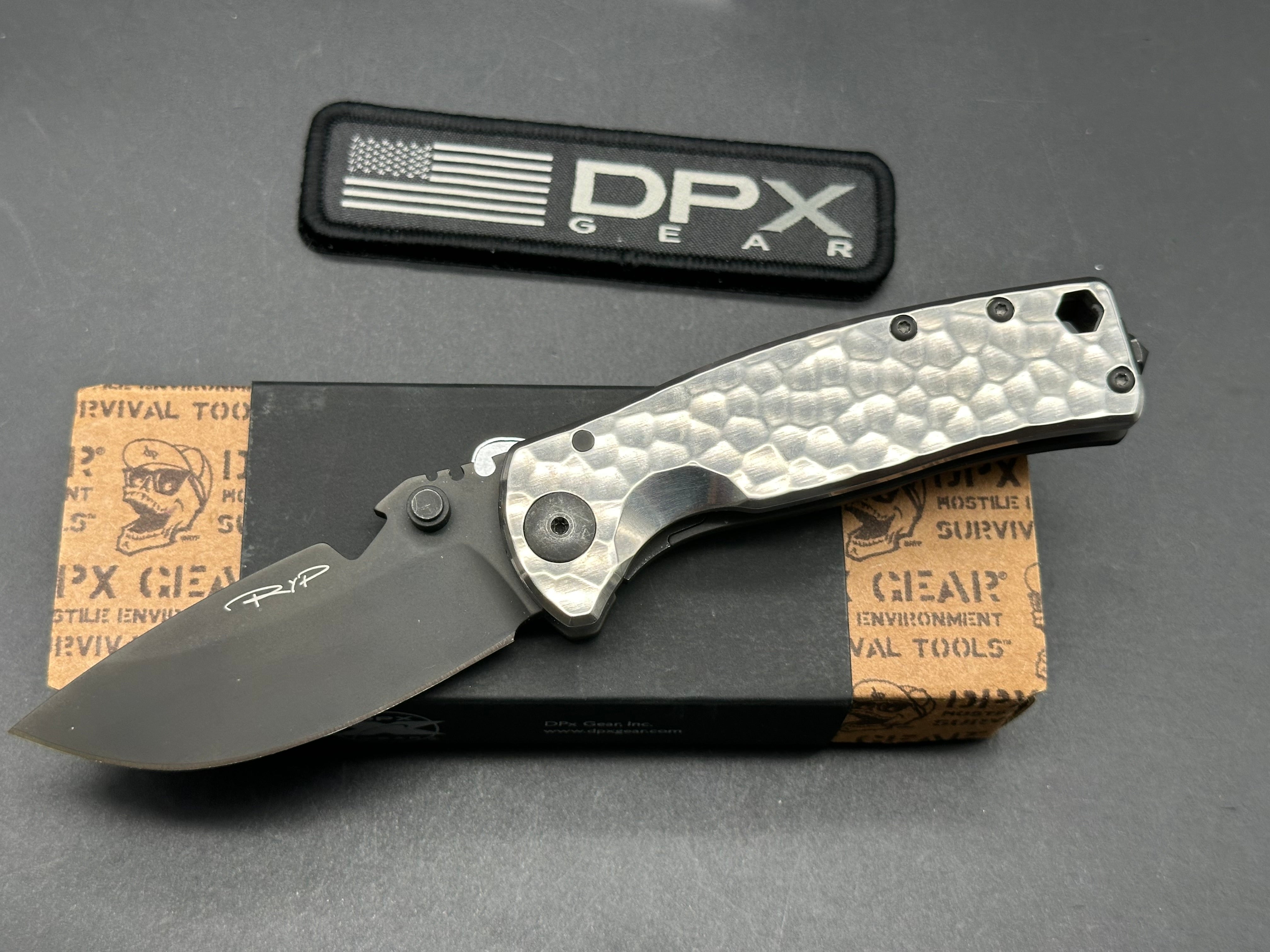 DPX HEST/F Urban EDC Folding Knife - Silver Hammertone Finish, 2.9
