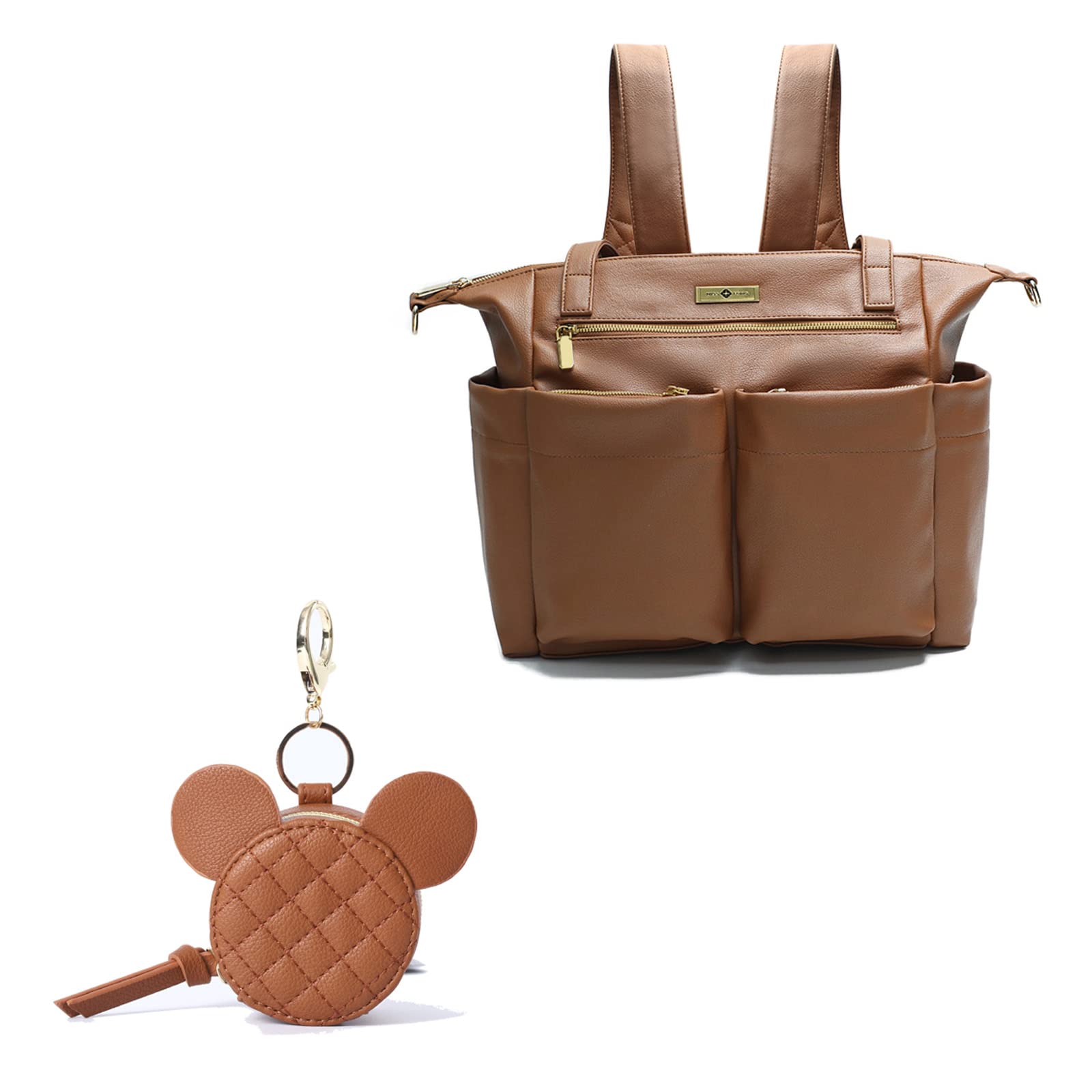 Miss Fong Premium Leather Diaper Backpack - Stylish Baby Bag with Pacifier Holder & Insulated Pockets | Perfect for Parenting, Travel & On-the-Go Moms (Black)