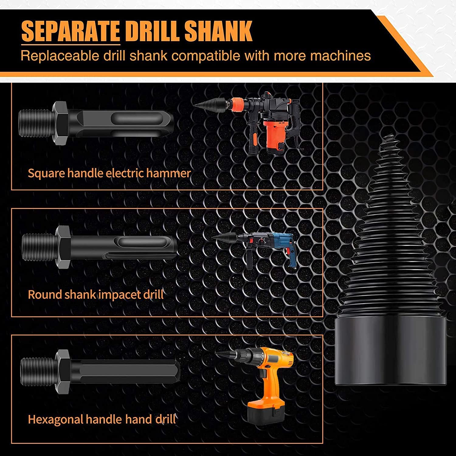 5PCS Heavy Duty Wood Splitter Drill Bits Set - 32MM & 42MM Firewood Log Splitting Bits with Round/Hex/Square Shank for Electric Drills | Perfect for Firewood Preparation, DIY Woodworking & Home Improvement Projects
