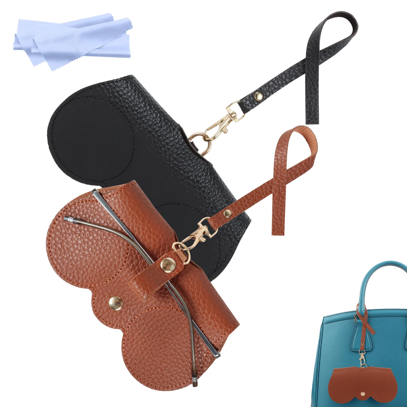 Premium Soft Leather Sunglasses Case - Portable Eyewear Pouch with Adjustable Strap | Glasses Organizer for Men & Women | Perfect for Travel, Outdoor Activities & Daily Protection