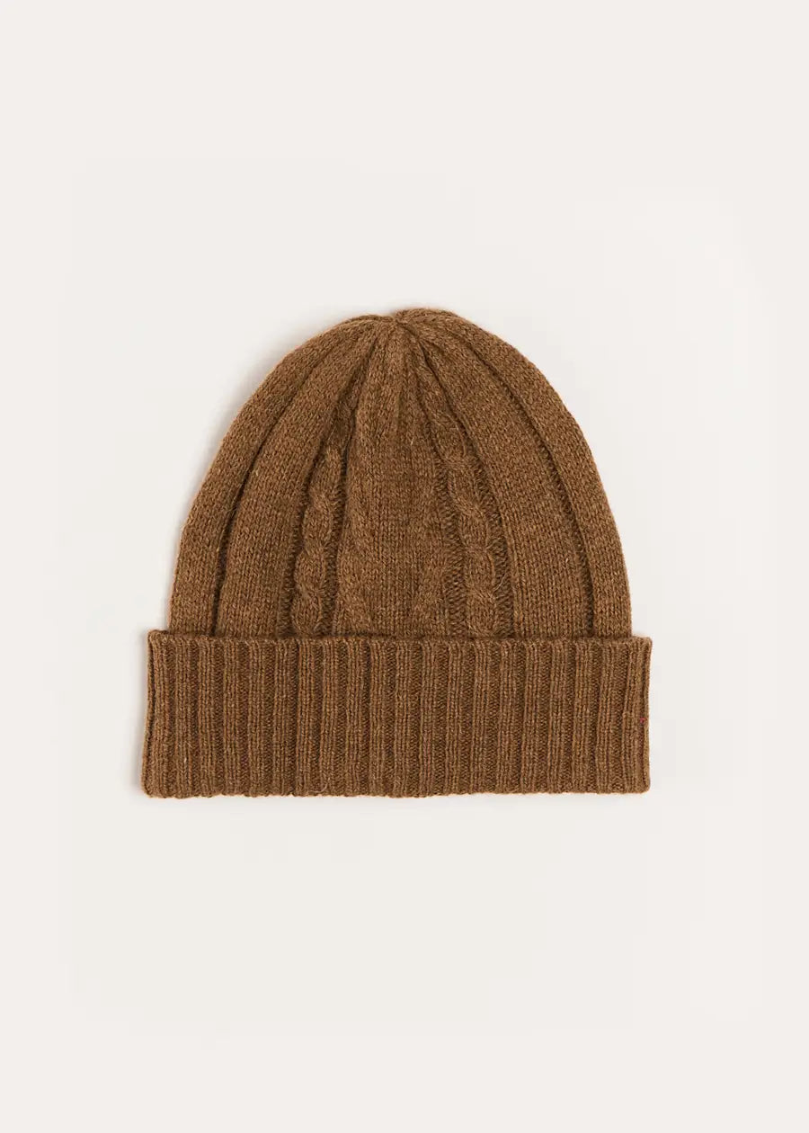 Brown Cable Knit Beanie Hat for Men & Women - Warm Winter Skull Cap for Outdoor Activities, Skiing, and Hiking (Size S & L)