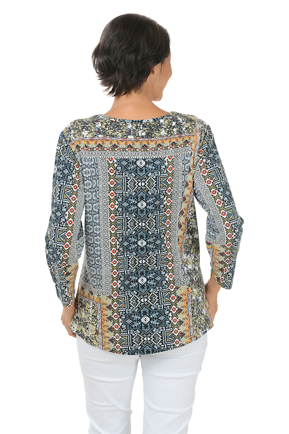Petite Hilary 3/4 Sleeve Knit Top for Women - Soft Stretch Casual Blouse for Work & Everyday Wear