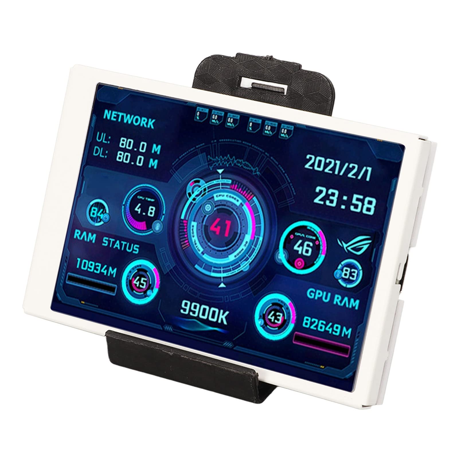 Jectse 3.5 Inch IPS Computer Temperature Monitor - Real-Time PC CPU RAM GPU Data Monitoring with USB-C Port, Plug & Play, Auto Off, Rotatable Design (White Kit) for Gaming Rigs, Workstations & Home Office Setups