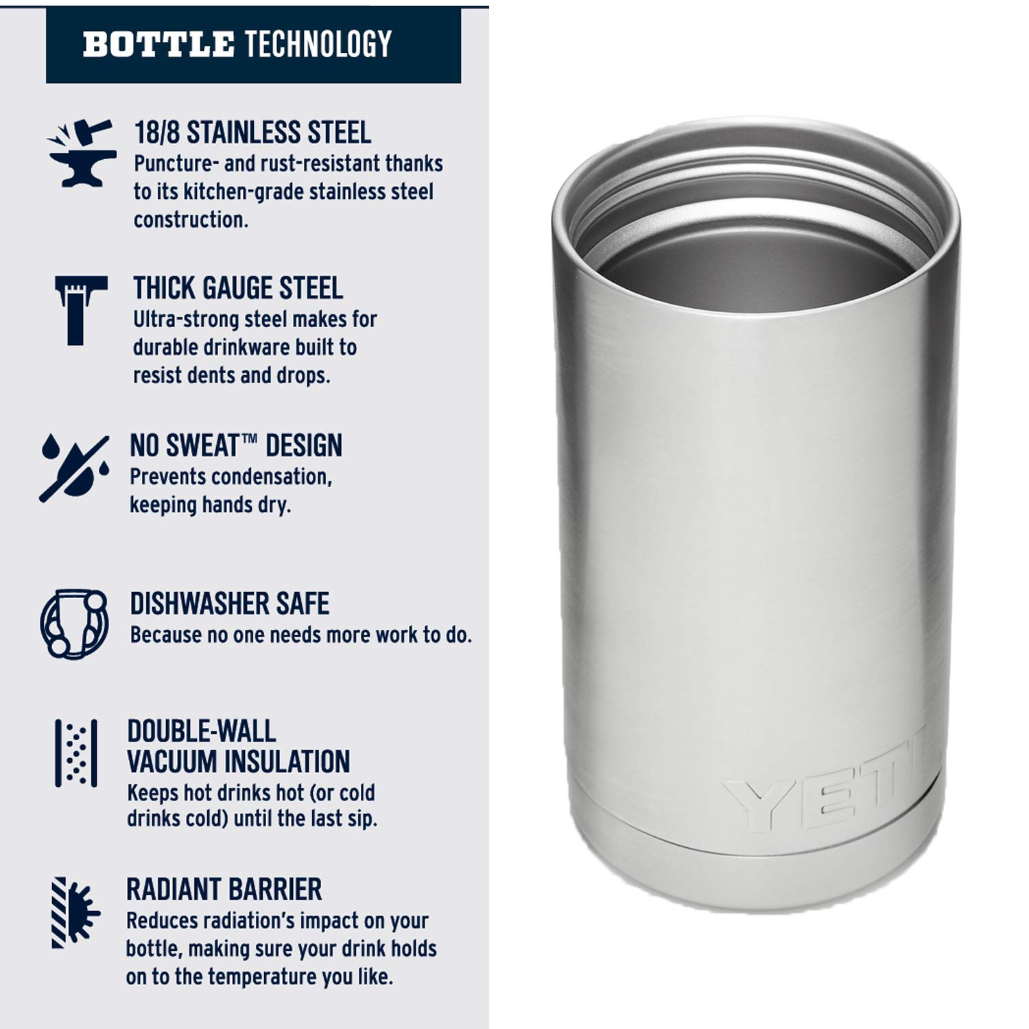 YETI Rambler 12 oz Stainless Steel Vacuum Insulated Water Bottle with Hot Shot Cap - Perfect for Hiking, Camping & Outdoor Adventures