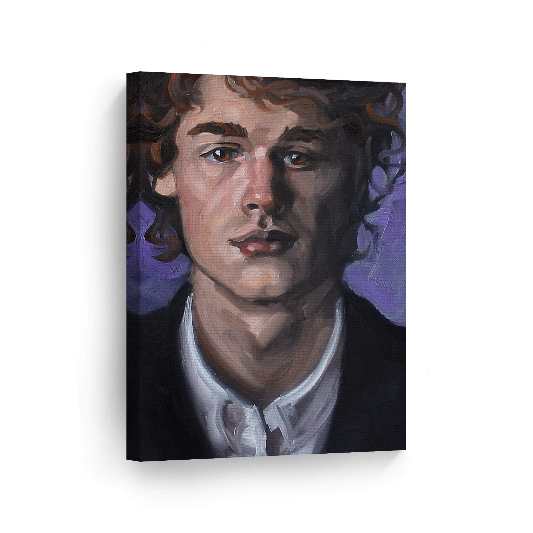 Handsome Young Man Portrait Oil Painting Canvas Print - Smile Art Design by Kenney Mencher - 40x30 Inch Wall Art for Living Room & Bedroom Decor - Ready to Hang Made in USA - Perfect Gift for Housewarming & Home Styling