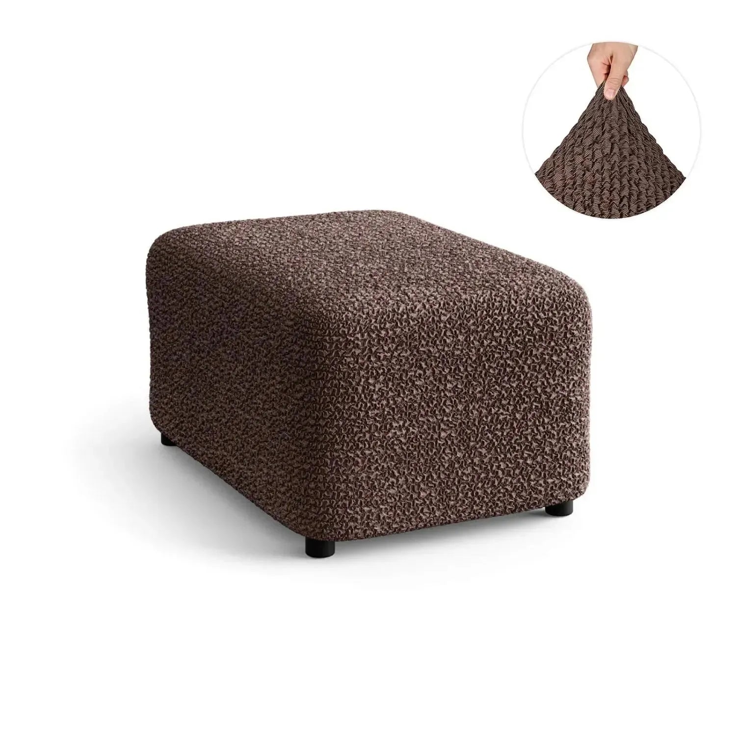 Ottoman Slipcover Medium - Mille Righe Collection - Stretchable Furniture Cover for Living Room, Bedroom & Office Decor