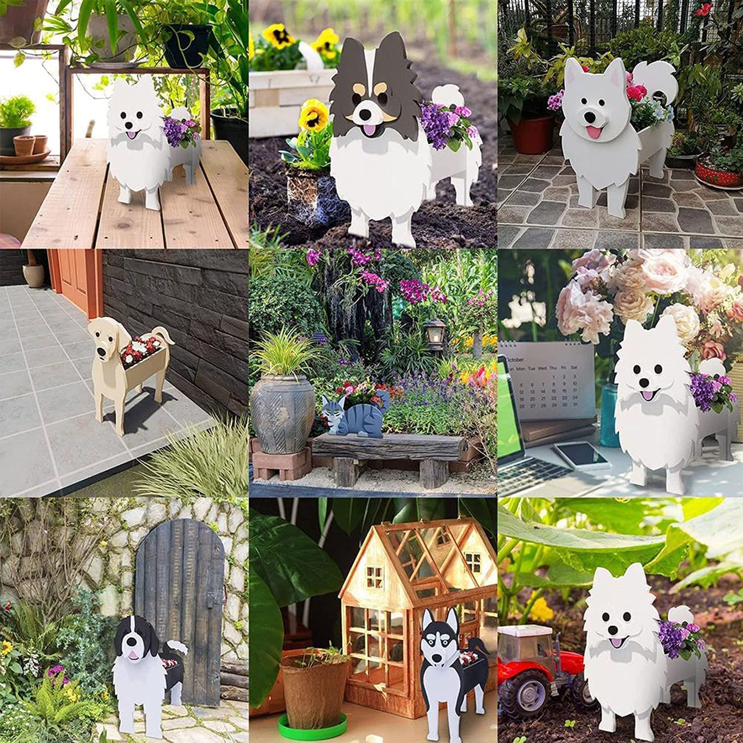 Handmade Dog Planter Pot - Chow Chow Brown Ceramic Flower Pot for Cactus, Succulents & Plants | Garden, Office & Home Decor Gift | Perfect for Indoor & Outdoor Decorations