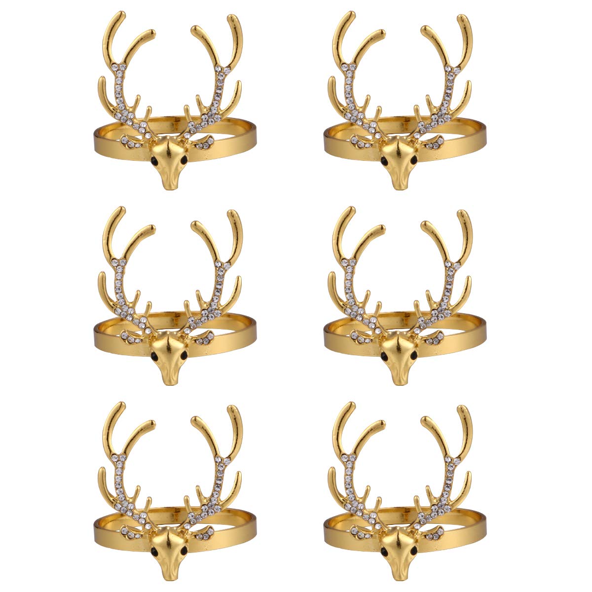 BESPORTBLE 6Pcs Gold Christmas Deer Napkin Rings - Elegant Holiday Tableware Accessories for Christmas Dinner Party Decorations