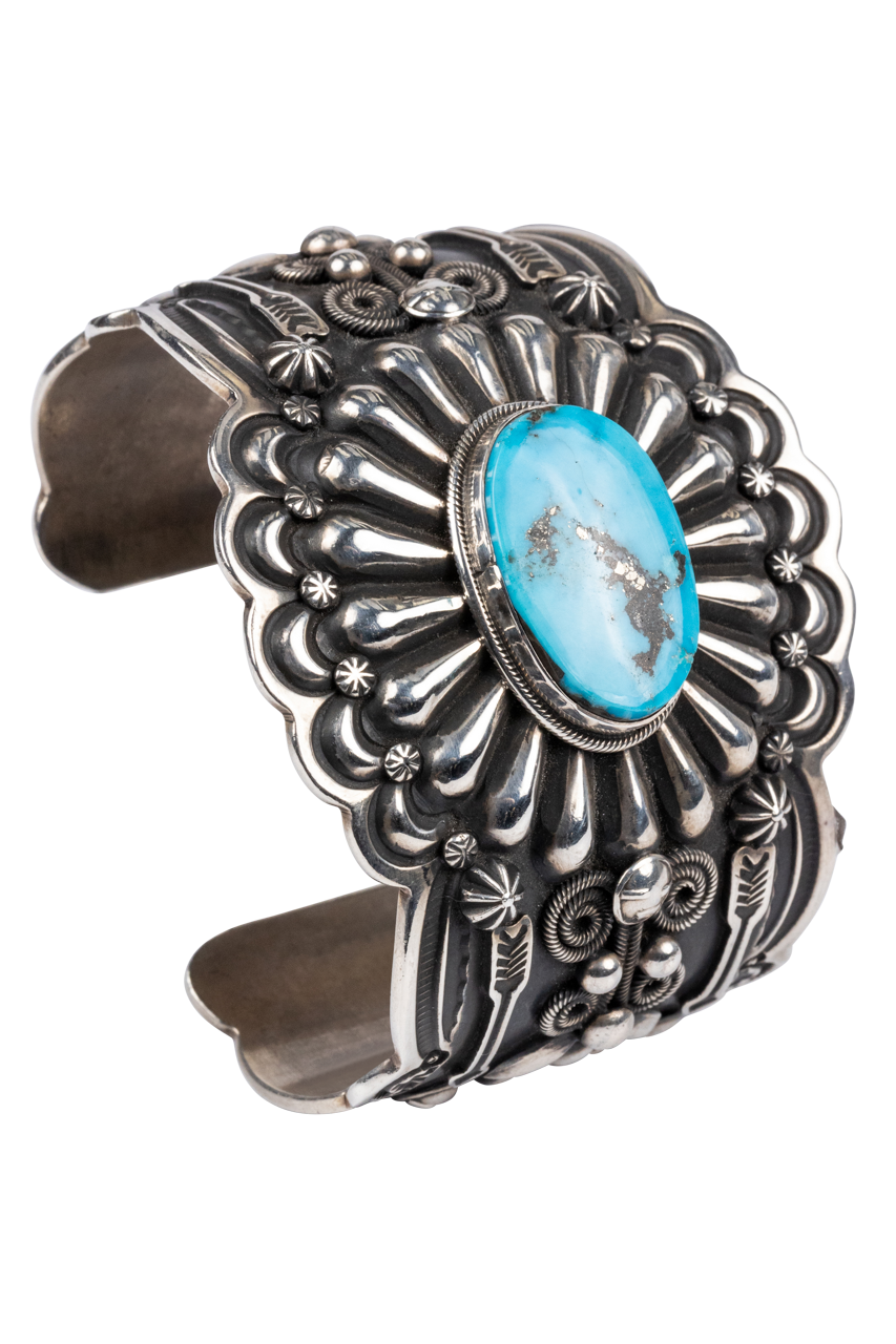 Authentic Morenci Turquoise Cuff Bracelet - Handmade Sterling Silver Jewelry for Women | Boho Chic Accessories for Casual Wear, Gift Giving & Special Occasions
