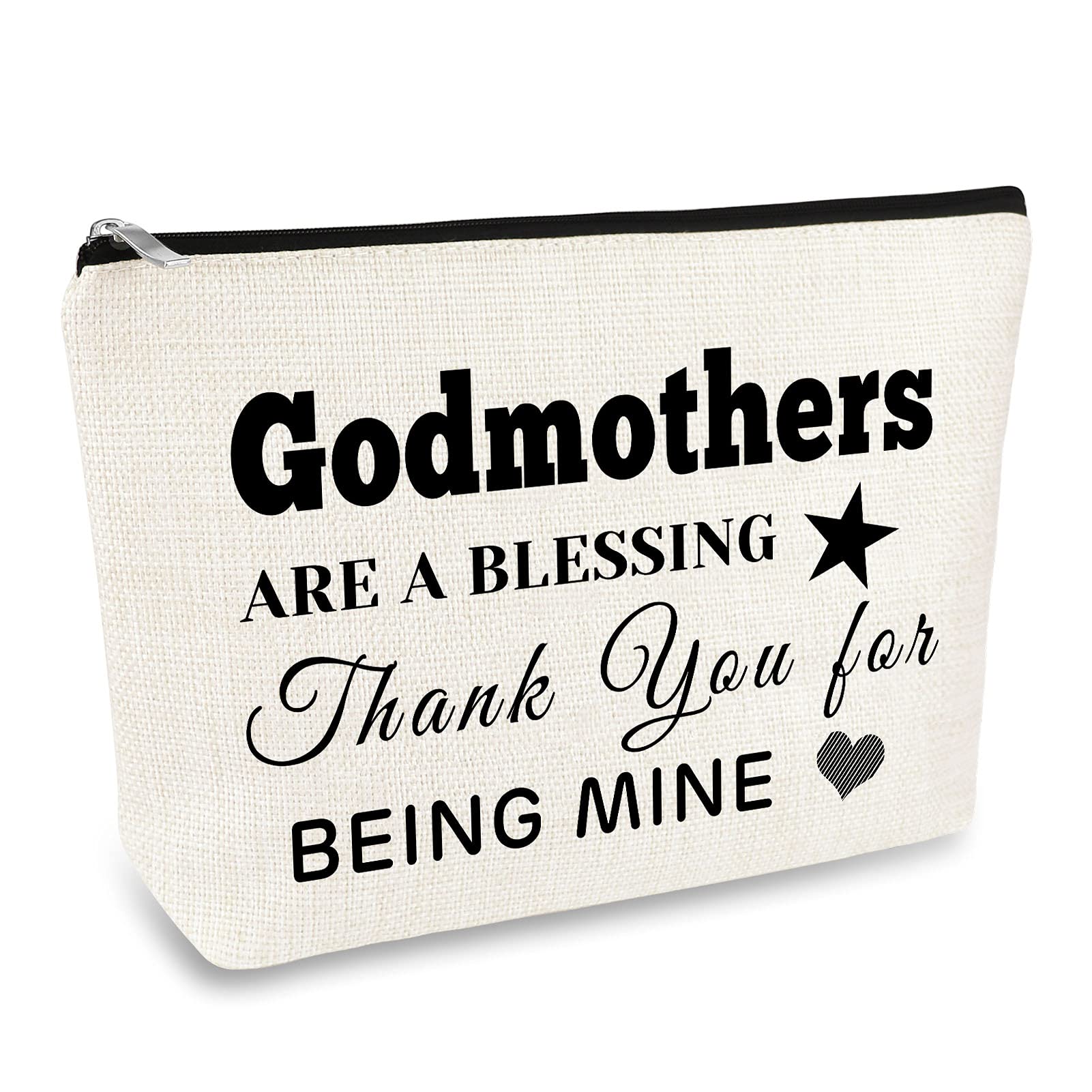 Christian Makeup Bag with Bible Verse - Thoughtful Godmother Gift from Goddaughter for Mother's Day, Birthday, Christmas - Travel Cosmetic Pouch for Appreciation & Thank You Gifts