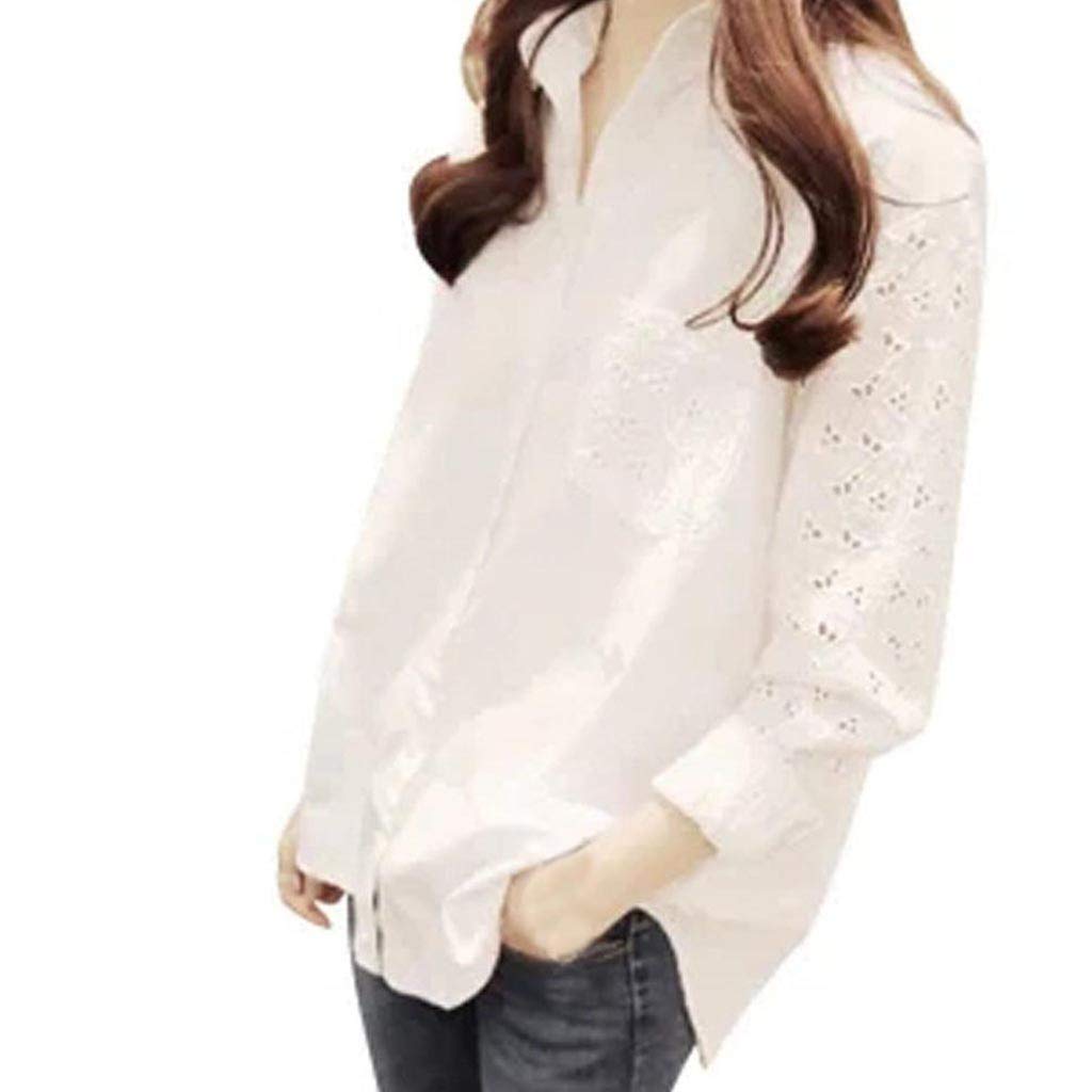 Elegant Lace Women's Business Blouse - Long Sleeve Pure Color Lapel Office Shirt for Professional Women | Perfect for Work, Meetings, and Formal Occasions