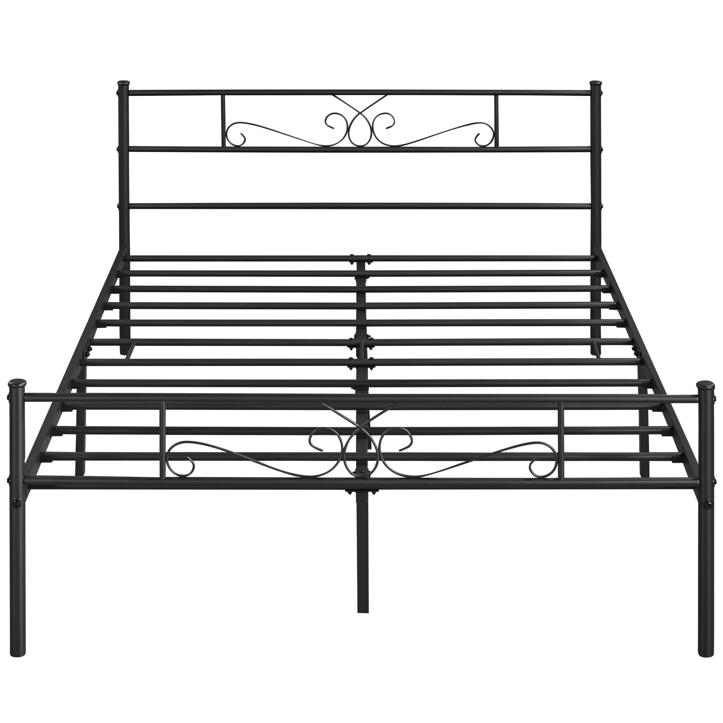 Topeakmart 13 Inch Black Metal Bed Frame with Headboard - Queen Size Platform Bed, Mattress Foundation & Slatted Base for Bedroom, Guest Room & Dorm