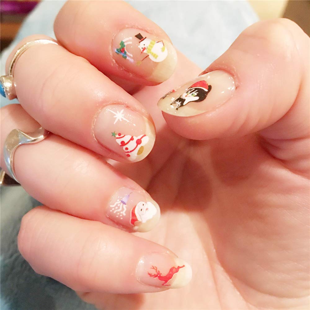 Hofumix 3D Christmas Nail Stickers - 24Pcs Self-Adhesive Nail Art Decals with Snowflakes & Snowman Designs for DIY Nail Decor - Perfect for Holiday Parties, Gift Giving & Festive Nail Art