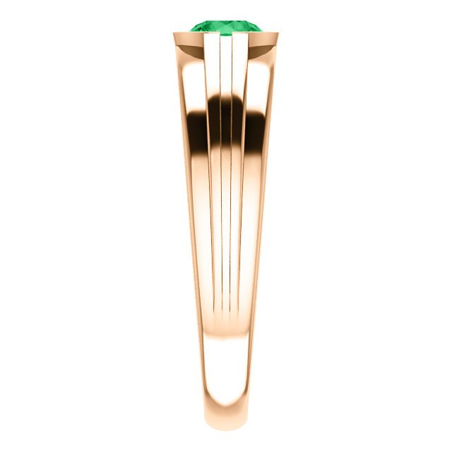 14KT Gold 0.42 Carat Emerald Solitaire Ring for Men - Elegant Bezel Set Wedding Band, Anniversary Gift, or Special Occasion Jewelry