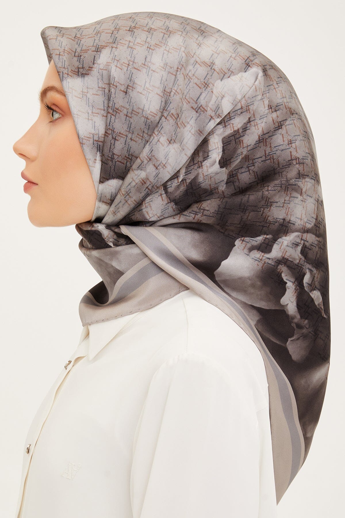 Armine Anggun Floral Silk Scarf - Elegant Women's Fashion Accessory for Parties, Weddings & Special Occasions