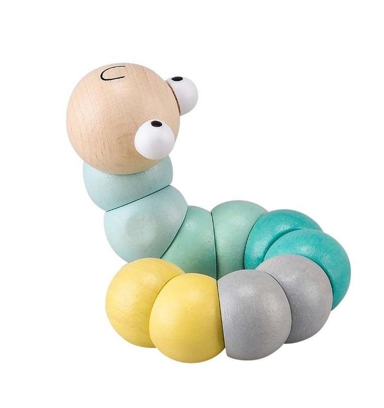 Pastel Wooden Wiggly Worms - Natural Wood Sensory Toys for Babies & Toddlers - Perfect for Montessori Learning, Teething Relief, and Early Childhood Development
