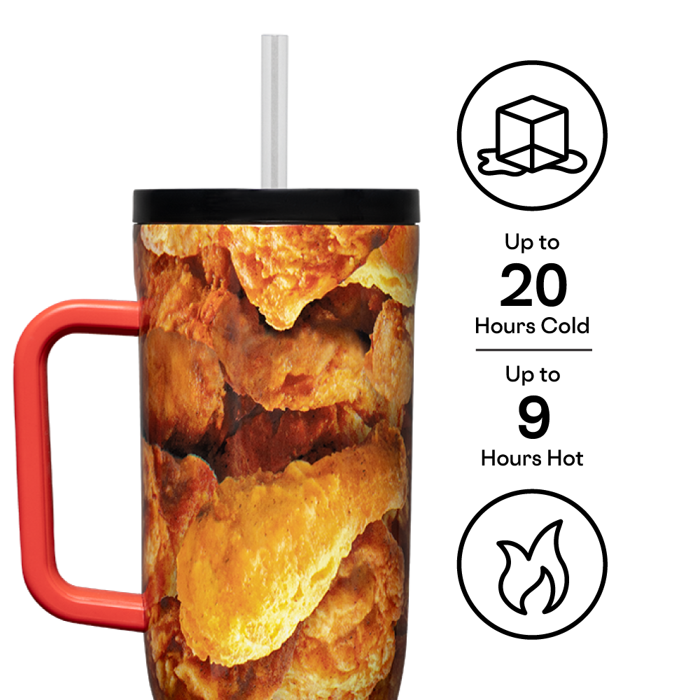 KFC x Corkcicle Cruiser 16oz Stainless Steel Tumbler with Straw - Insulated Travel Mug for Hot & Cold Drinks - Perfect for Commuting, Camping, and Office Use