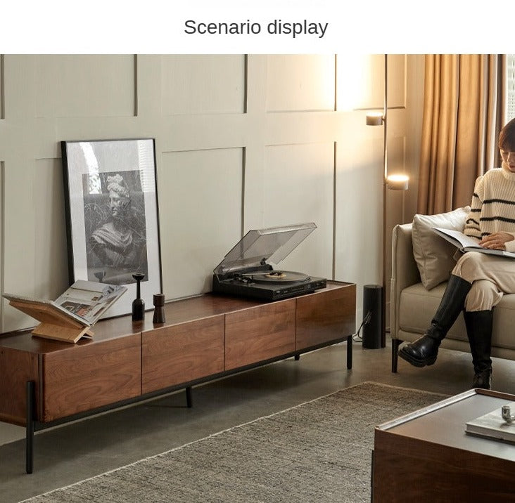 Black Walnut Solid Wood TV Stand - Modern Entertainment Center for Living Room, Bedroom, Home Theater | Durable Hardwood Media Console with Storage Shelves | Perfect for TV, Gaming, Streaming & Home Decor